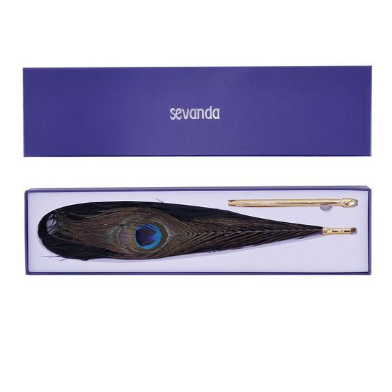 Щекоталка LOCKINK SEVANDA Natural Peacock Flirting Feather Tickler, перо павлина Sex Aura | Зображення 7