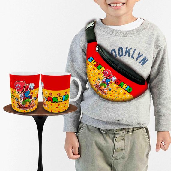 Подарунковий набір: Сумка-бананка + Кружка Супер Маріо, дитячий, для хлопчика (00239)
