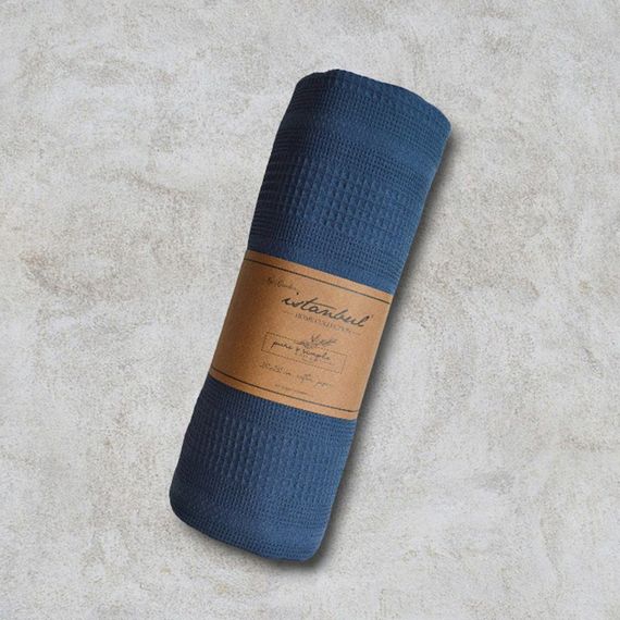 Вафельная Простынь-покрывало Istanbul 210×230 см. Indigo