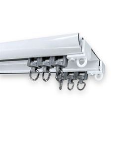 Карниз стельовий алюмінієвий посилений дворядний, DS-2 Білий на роликових бігунках 475 см.