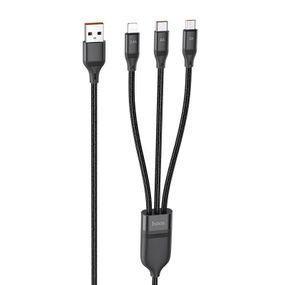 Дата кабель Hoco U104 Ultra 6A 3in1 Lightning -MicroUSB-Type-C (1.2m)