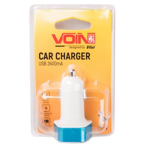 Автомобільний зарядний пристрій VOIN C-2406 2USB (12 / 24V - 5V 2,4A) + вольтметр | Зображення 1