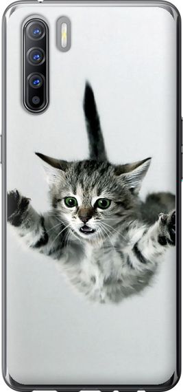 Чехол на Oppo Reno 3 Летящий котёнок "2322u-1901-17620"
