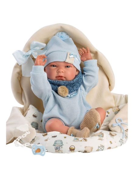 Велика Вінілова Іспанська Лялька Немовля Llorens Новонароджений Хлопчик Пупс 40 см в Прогулянковому Конверті Ллоренс