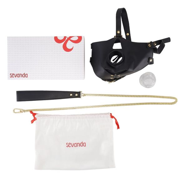 Маска-збруя для орального сексу з повідцем LOCKINK SEVANDA Blowjob Head Muzzle with Leash | Зображення 6