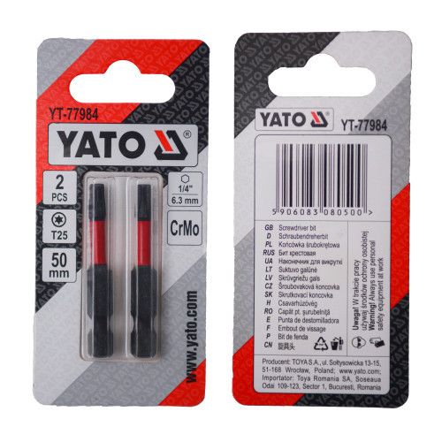 Біта ударна "TORX" T25 х 50 мм. шпиндель 6-гран- 1/4" YATO (YT-77984)