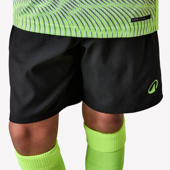 Шорти дитячі Viralto Wavy для футболу чорні з жовтим - 4-5 р 103-112 см