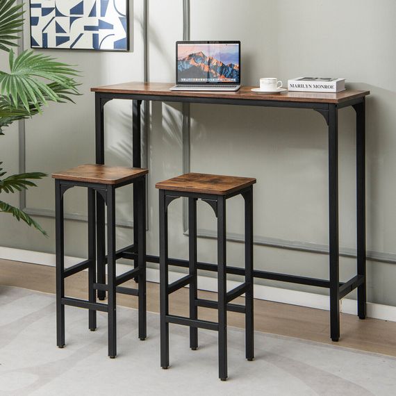 Комплект барних стільців Costway Urban Loft з підставкою для ніг коричневий #JV10666CF-2 | Зображення 1