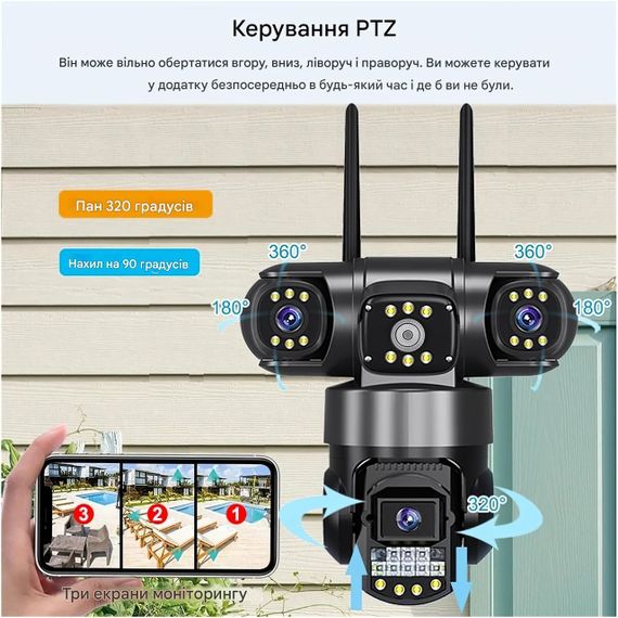 Камера на 3 лінзи з 4G та сонячною панеллю V380 (46385-10244_1883) | Зображення 6