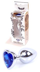 Анальная пробка Boss Series - Jewellery Silver Heart PLUG Dark Blue S, BS6400050 sexstyle