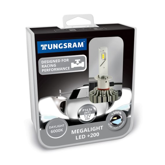 Комплект светодиодных ламп Tungsram Megalight LED +200 12V H1 24W 6000K (2 шт./коробка)