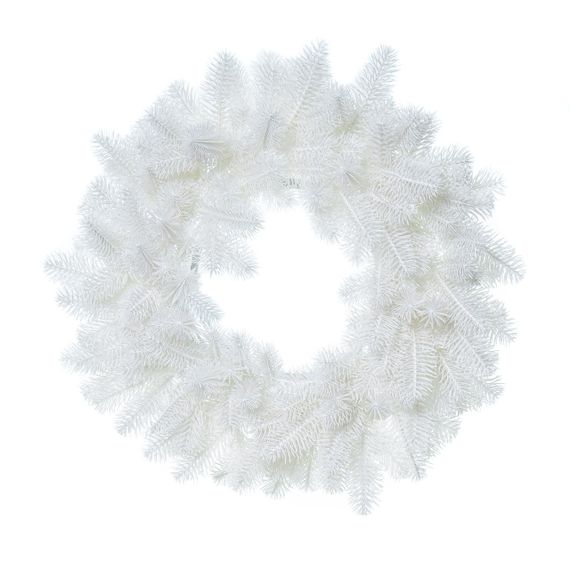 Венок новогодний рождественский Premium из литой хвои d-55 см белый | Зображення 1