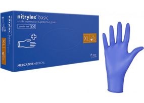 Блакитні нітрилові рукавички Nitrylex Basic Mercator, розмір XS