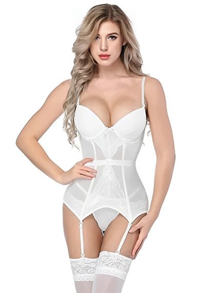 Білий еротичний корсет з підв'язками We Love XXXL | Зображення 6