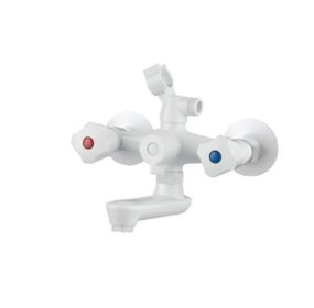 Змішувач для ванни Plamix OMEGA-142 EURO SET WHITE (зі шлангом, лійкою та кронштейном) (MX9699)