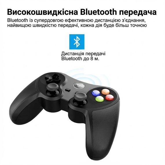 Геймпад iPEGA PG-9078 Bluetooth, беспроводной джойстик для Android, iOS, ПК, универсальный, чёрный | Зображення 2