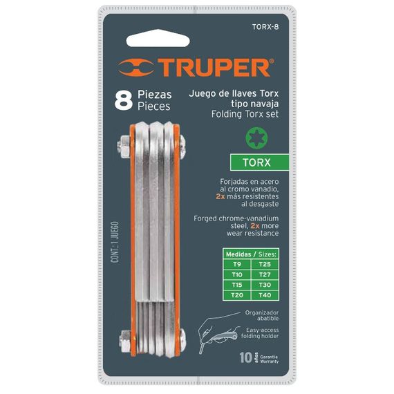 Набор ключей Torx в металлической рукоятке 8 шт Truper (TORX-8) | Зображення 1