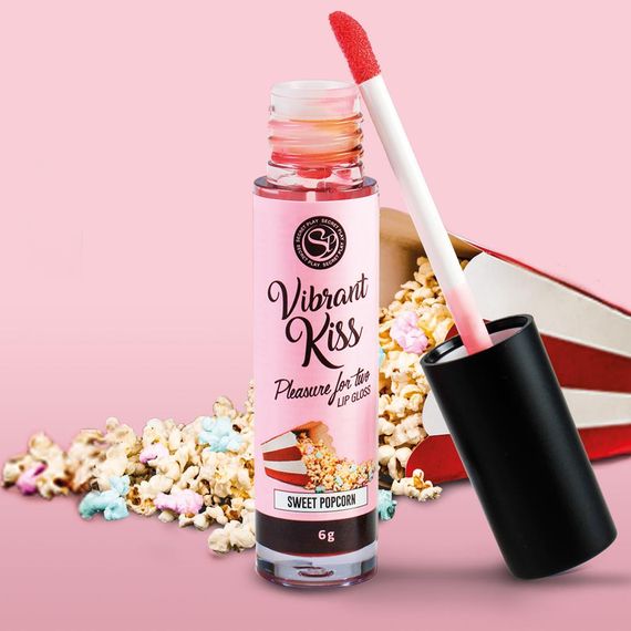 Блиск для губ з ефектом вібрації Secret Play Vibrant Kiss Pleasure For Two Lip Gloss Sweet Popcorn, | Зображення 3