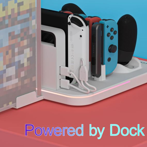 Зарядная станция контроллера Hosanwell Switch с RGB-светом, игровая станция-организатор для Nintendo Switch | Зображення 3