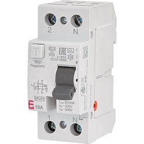 Реле диференційне ETI  (ПЗВ) 2р EFI6-P2 16/0,03 тип AC (6kA) (2061250)