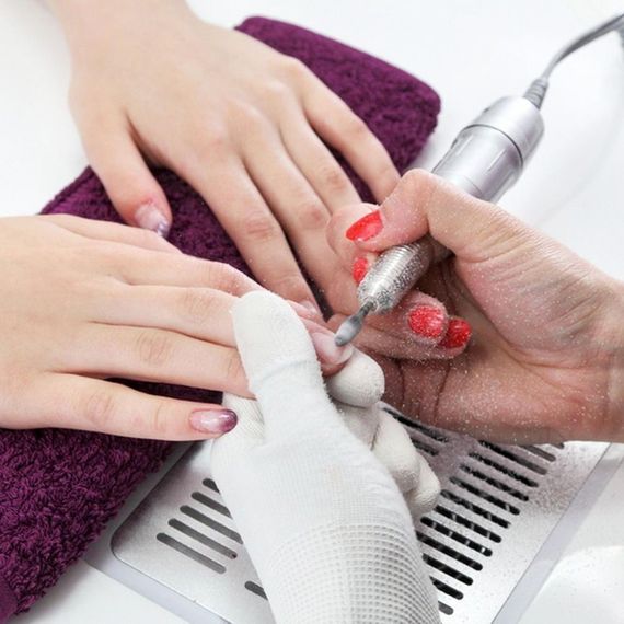 Стартовий набір фрез для щільної кутикули 5в1 / Насадки на фрезер у пластиковому контейнері / Набір фрез з синьою насічкою | Зображення 1