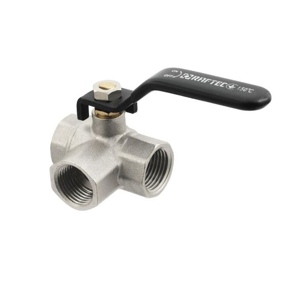 Кран кульовий триходовий Raftec BLACK 1/2" ВВ DN15 (TDRH01)