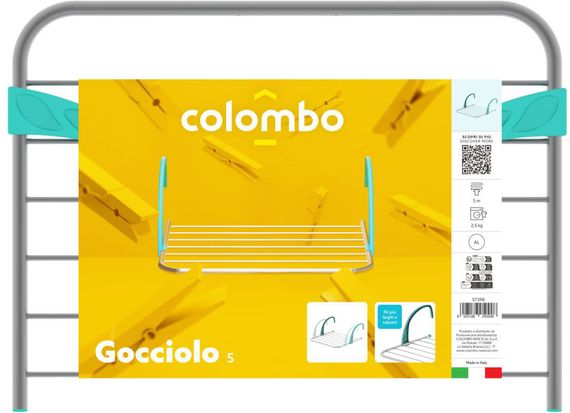Сушарка для білизни навісна Colombo Gocciolo 5, Якісна навісна сушарка для одягу, Сушарки коломбо для дому | Зображення 1