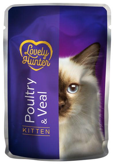 Корм Lovely Hunter Kitten with Poultry and Veal вологий з м'ясом птиці та телятиною для кошенят 85 гр