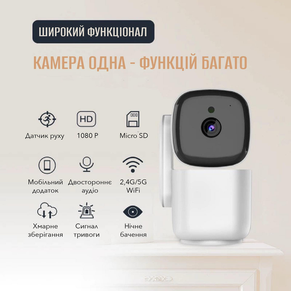 Розумна WiFi IP камера для дому відеоспостереження Noxon Smart Camera 360 охорона для вашого будинку та квартири без сліпих зон із двостороннім зв'язком | Зображення 3