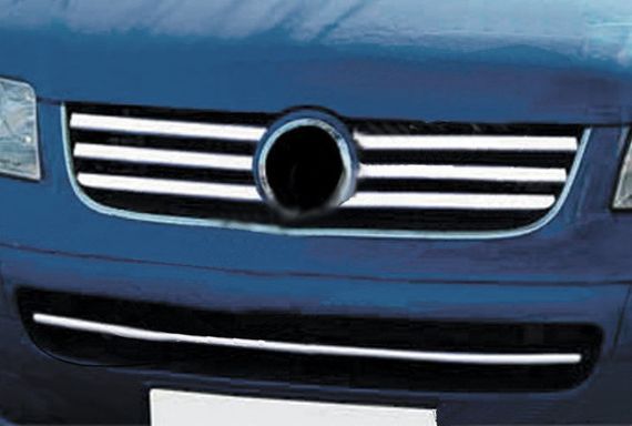 Накладки на решітку (6 шт, нерж) OmsaLine - Італійська нержавійка для Volkswagen T5 Caravelle 2004-2010 років