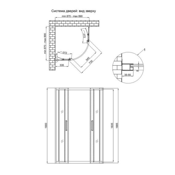 Душова кабіна Qtap Taurus CRM1099AC6 90х90 см, скло Clear 6 мм покриття CalcLess, без піддона | Зображення 1