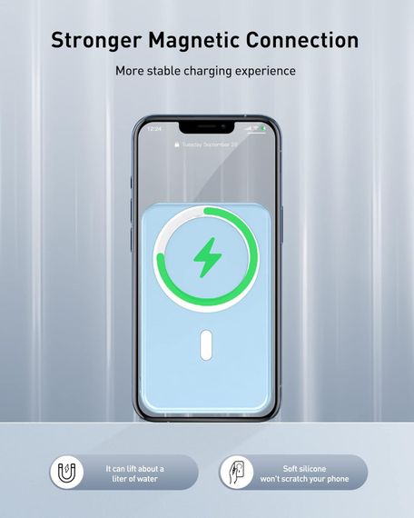 Магнитный павербанк 10000mAh MagSafe / Power Bank lightning / Повербанк магнитный беспроводной 22,5W | Зображення 3