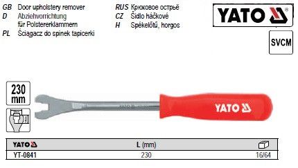 Съемник YATO Польша крепления обшивки авто 9х13х19 l=230 YT-0841