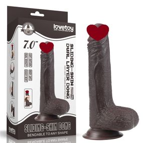 Фаллоимитатор - Sliding-Skin Dual Layer Dong 7" Black sexstyle