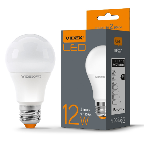 Лампа A60e 12W E27 3000K 220V LED Videx | Зображення 2