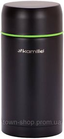 Термос пищевой Kamille Merikano, 1000мл из нержавеющей стали, черный