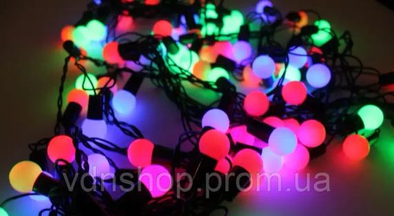Гирлянда матовый шарик 28LED 5м (флеш) 10мм, Новогодняя бахрама, Светодиодная гирлянда, Уличная гирлянда | Зображення 1
