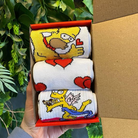 Подарочный набор мужских носков в коробке размер 40-45 3 пары цвет белый ч3бокс025 | Зображення 2