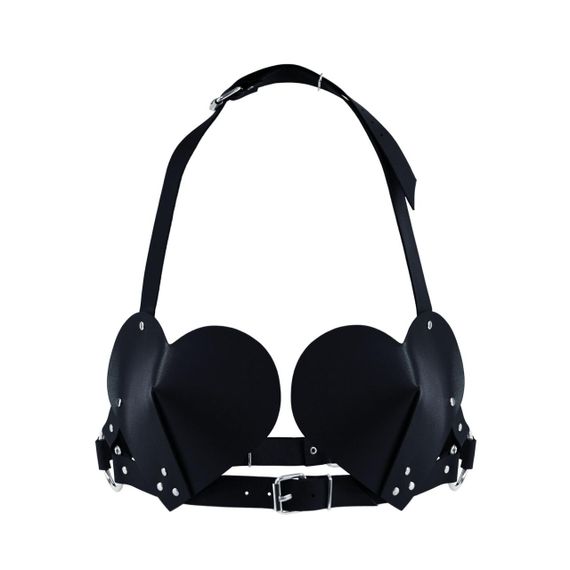 Лиф Сердце из натуральной кожи Feral Feelings - Hearts Bra Black Sex Aura