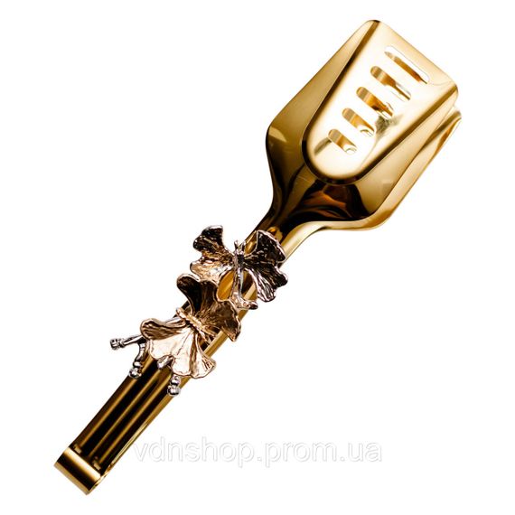 Щипці кухонні металеві 21.5×5 (см) кулінарні щипці для м'яса, риби, гриля кухарські щипці Золотистий HP-8-62