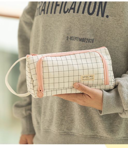 Большой пенал школьный белый в клетку | Зображення 2