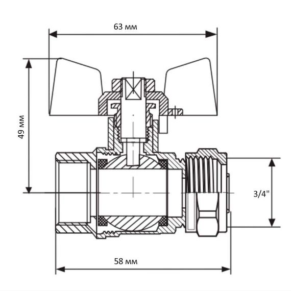 Кран кульовий KOER KR.352 - 20x3/4F WING (LL1789) | Зображення 2