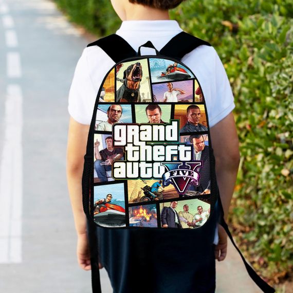 Рюкзак дитячий GTA "Grand Theft Auto" 34х27см, міський ранець для хлопчика з принтом (00442)