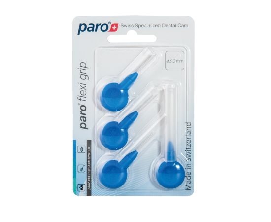Міжзубні щітки paro® FLEXI-GRIP, x-тонкі, сині, циліндричні (Ø щітки 3 мм, ДОО* 1.2 мм), 1уп. х 4 шт. | Зображення 1