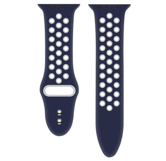 Спортивный ремешок с перфорацией Primo для Apple Watch 38mm / 40mm / 41mm - Dark Blue&White | Зображення 3