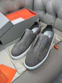 Сліпони Santoni без шнурівки чоловічі замшеві  сірі ob423