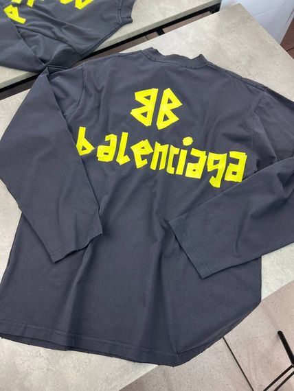 Лонгслів Balenciaga Tape Type сiрий sg297 | Зображення 5