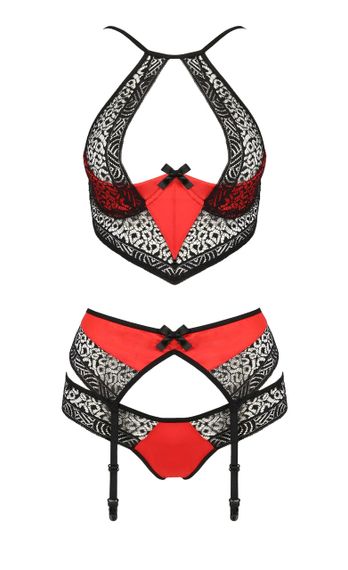 Комплект білизни з поясом для панчох SCARLET SET red S/M - Passion Sex Aura | Зображення 2
