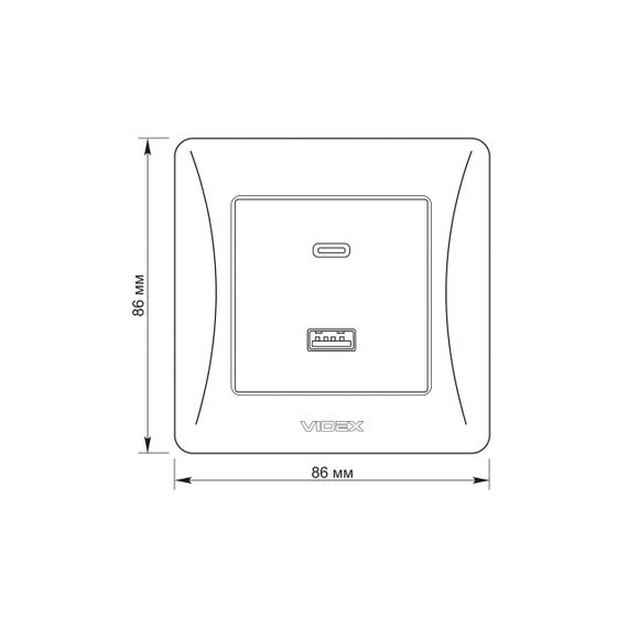 Розетка USB-A + USB-C PD20W кремова VIDEX BINERA | Зображення 4
