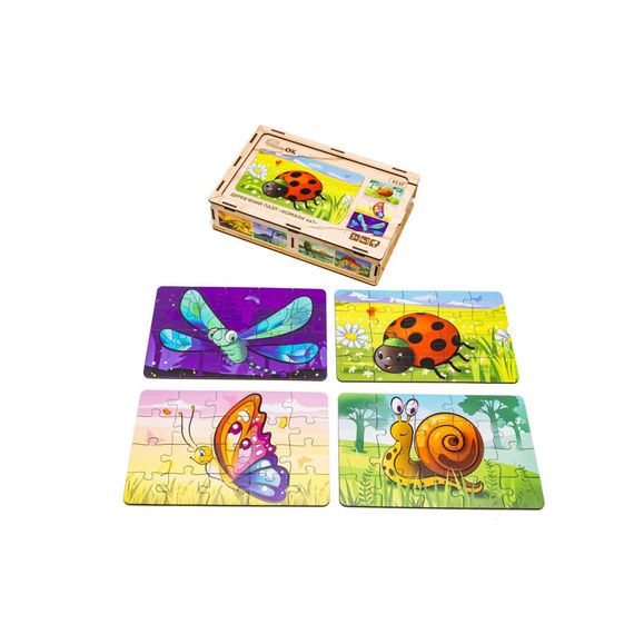Деревянный детский пазл 4в1 "Насекомые" Puz-59557, 80 элементов | Зображення 2